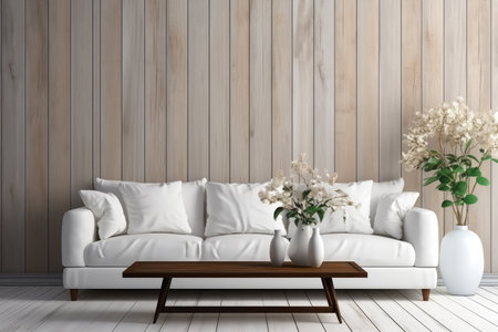 big blank frame for mockup with sofa professional advertising photography AI Generatedの素材