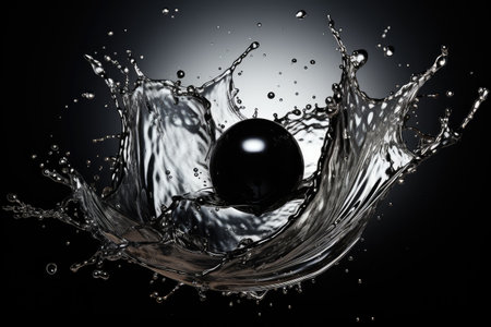 black water liquid splash in sphere professional advertising photography ai generatedの素材