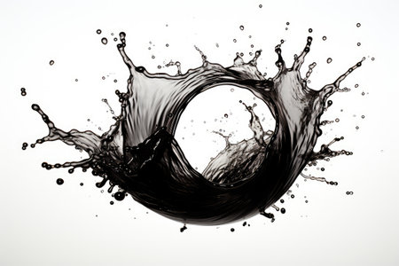 black water liquid splash in sphere professional advertising photography ai generatedの素材