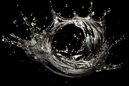 black water liquid splash in sphere professional advertising photography ai generatedの素材