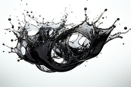 black water liquid splash in sphere professional advertising photography ai generatedの素材
