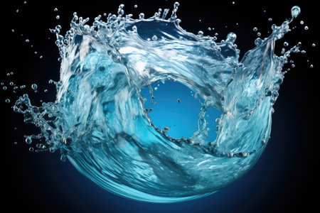 stock photo of blue water liquid splash in sphere professional advertising photographyの素材