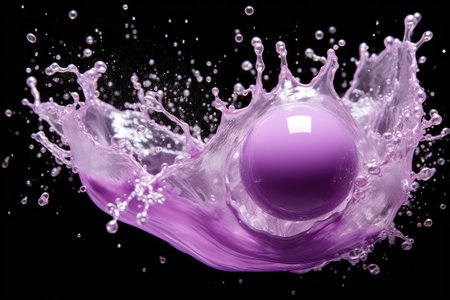 purple water liquid splash in sphere professional advertising photographyの素材