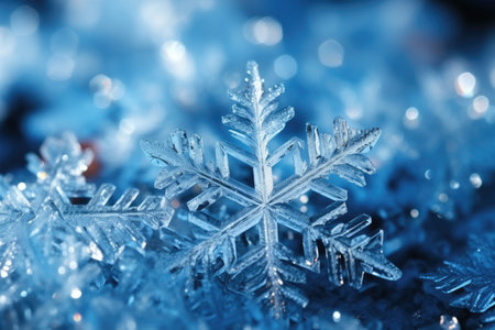 snowflakes frozen in the winter advertising photographyの素材
