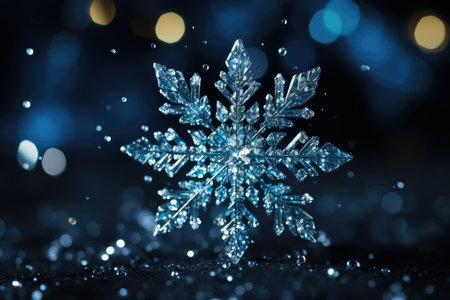 snowflake falling in the winter season advertising photographyの素材