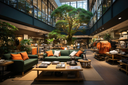 inside tshirt store lobby view scandinavian styleの素材