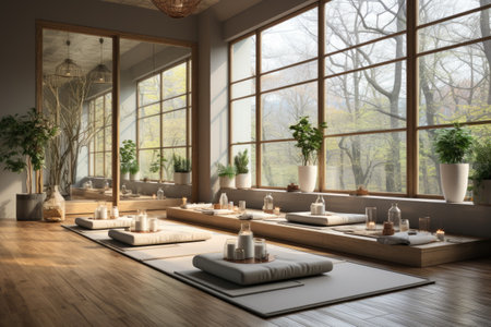 the atmosphere inside the yoga room is luxuriousの素材