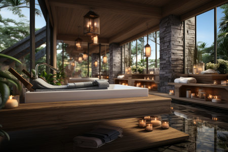 the atmosphere inside the spa room is luxuriousの素材