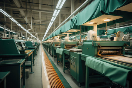 photo of inside textile factory line production viewの素材