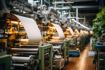 photo of inside textile factory line production viewの素材