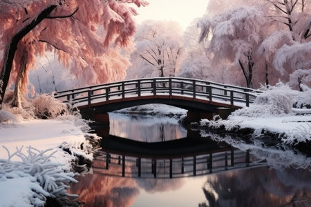 morning frosty winter park landscapeの素材