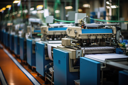 photo of inside textile factory line production viewの素材