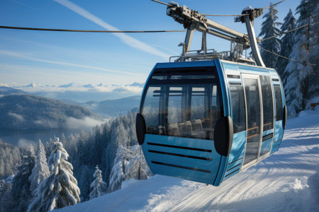 sky cable car in the mountain snow winter park landscapeの素材