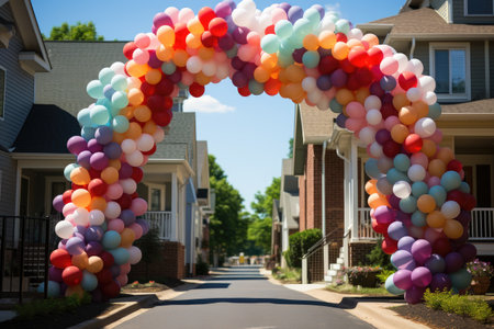 Balloon garland gate with arch Aspire to award professional advertising photographyの素材