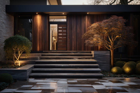 Doorstep with facade modern luxury design home decoration professional advertising photographyの素材