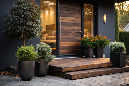 Doorstep with facade modern luxury design home decoration professional advertising photographyの素材