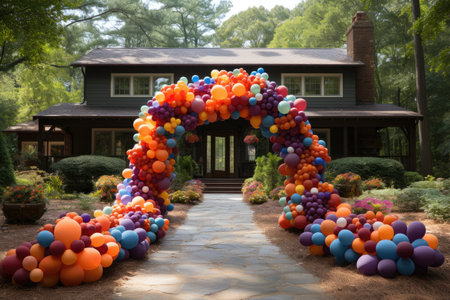 Balloon garland gate with arch Aspire to award professional advertising photographyの素材