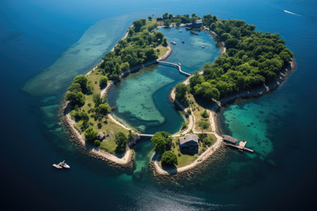 Fishing island in the shape of a crescent bayの素材