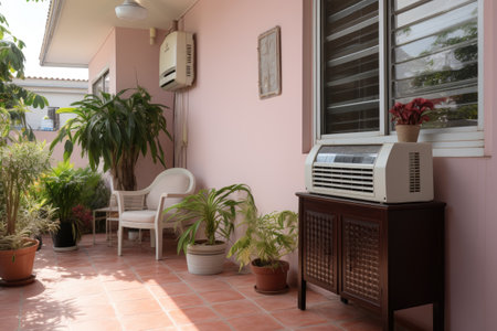 corner of the house where the standing fan is locatedの素材