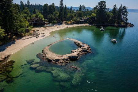 Fishing island in the shape of a crescent bayの素材
