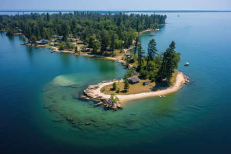 Fishing island in the shape of a crescent bayの素材