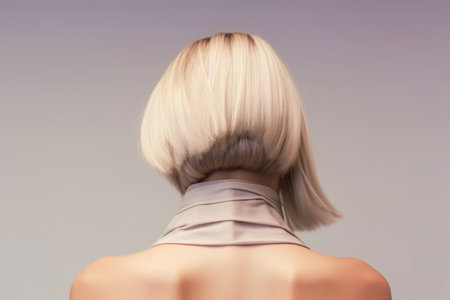 Women short blonde hairstyle look from back professional advertising photographyの素材