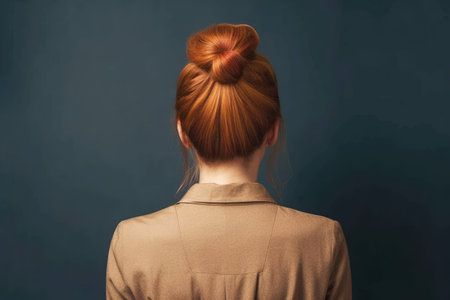 Women chignon hairstyle look from back professional advertising photographyの素材