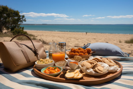 picnic on the carpet beach view professional advertising photographyの素材