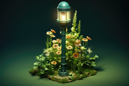 Tiny cute isometric garden lamp post soft smooth lightingの素材