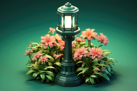 Tiny cute isometric garden lamp post soft smooth lightingの素材