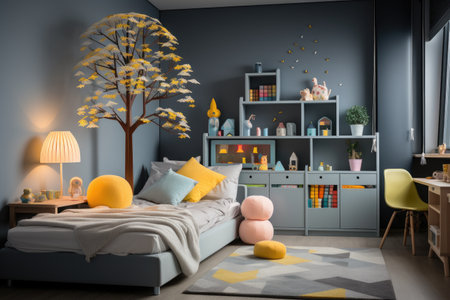 nursery room in kids room at home day view professional advertising photographyの素材