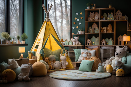 nursery room in kids room at home day view professional advertising photographyの素材