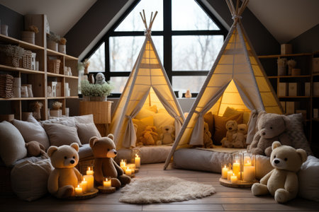 nursery room in kids room at home morning view professional advertising photographyの素材