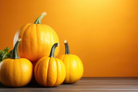 collection of pumpkins squash neatly arranged on the table professional advertising photographyの素材