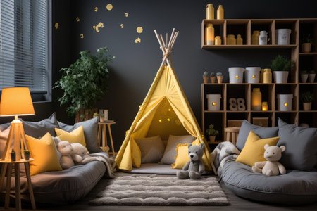 nursery room in kids room at home view professional advertising photographyの素材