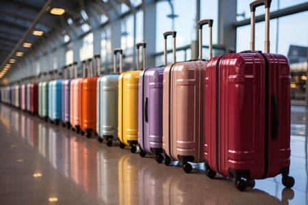 suitcase of luggage at the airport for holidays professional advertising photographyの素材