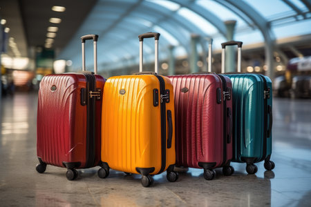 suitcase of luggage at the airport for holidays professional advertising photographyの素材