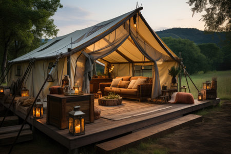 luxury retail camping tent mind training glamping professional advertising photographyの素材