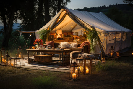 luxury retail camping tent mind training glamping professional advertising photographyの素材