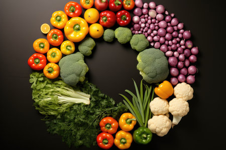 mix vegetables isolated with pastel background professional advertising photographyの素材