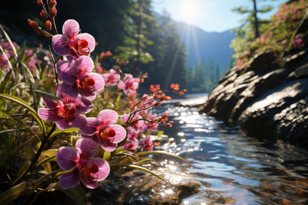 Orchids flower grow wild in nature professional advertising photographyの素材