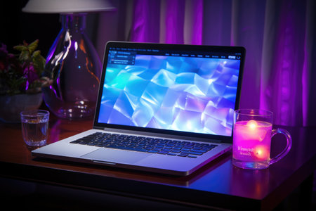 The work desk has a personal computer and various kinds of office stationeryの素材