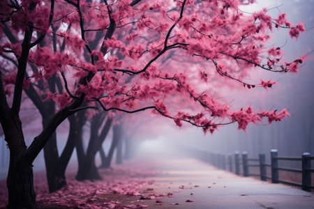 early morning forest of maple trees professional advertising photographyの素材