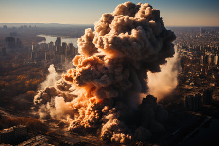 stock photo of big explosion in the city professional advertising photographyの素材