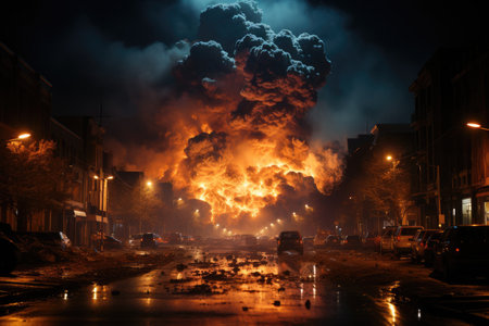 stock photo of big explosion in the city professional advertising photographyの素材