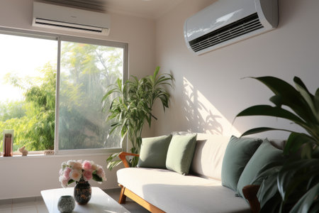 living room air conditioning is located professional advertising photographyの素材