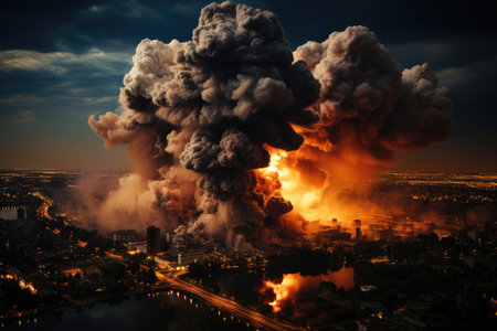stock photo of big explosion in the city professional advertising photographyの素材