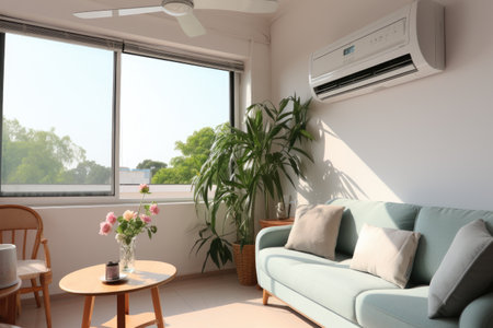 living room air conditioning is located professional advertising photographyの素材