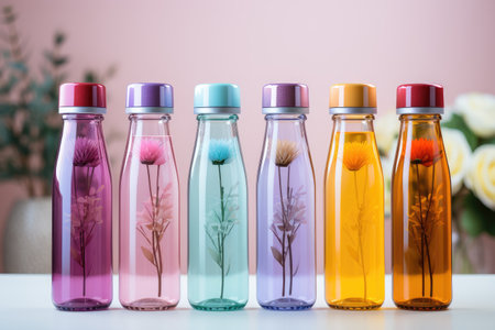 beautiful aesthetic drink bottles professional advertising photographyの素材