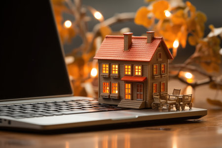 Online shopping concept with miniature shopping cart professional photographyの素材